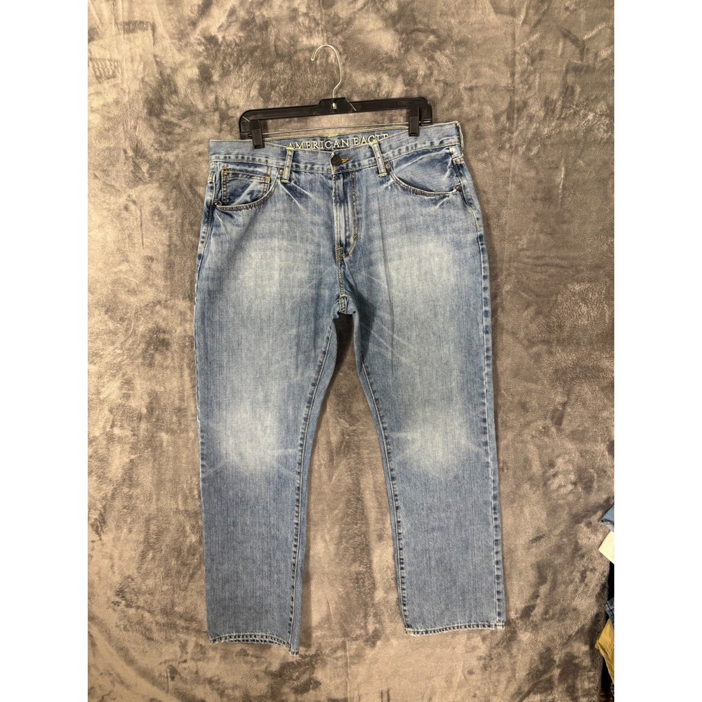 American Eagle Original Straight Jeans Light Wash Denim Mens 36x32